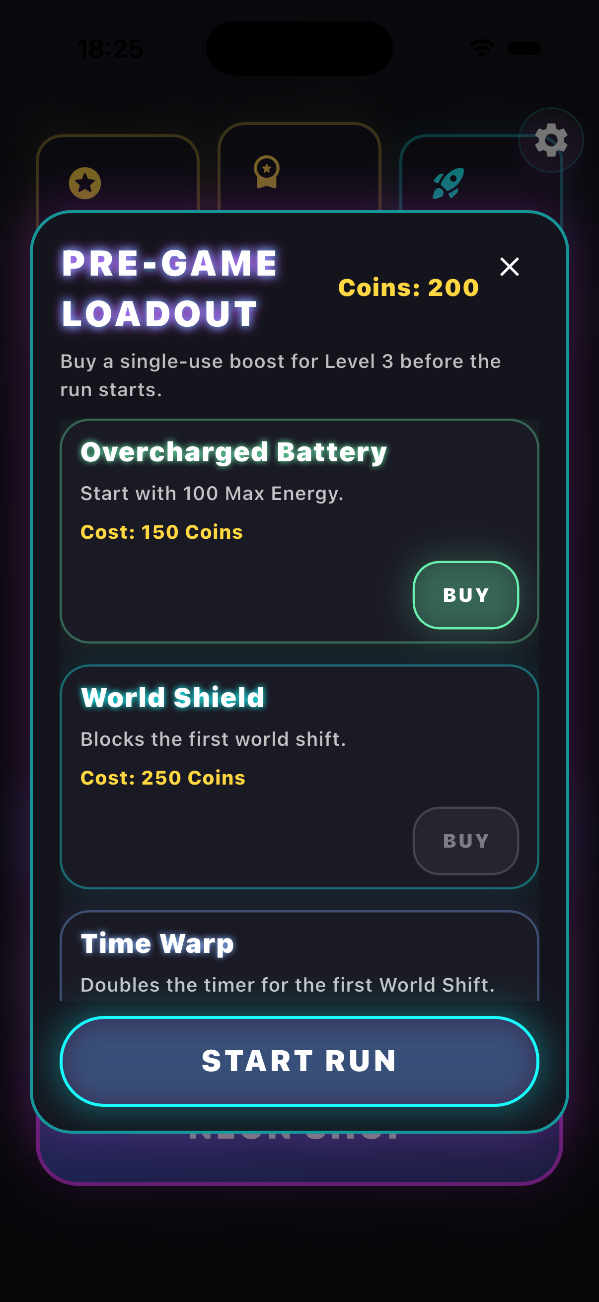Screenshot showing the Blockverse pre-game loadout screen